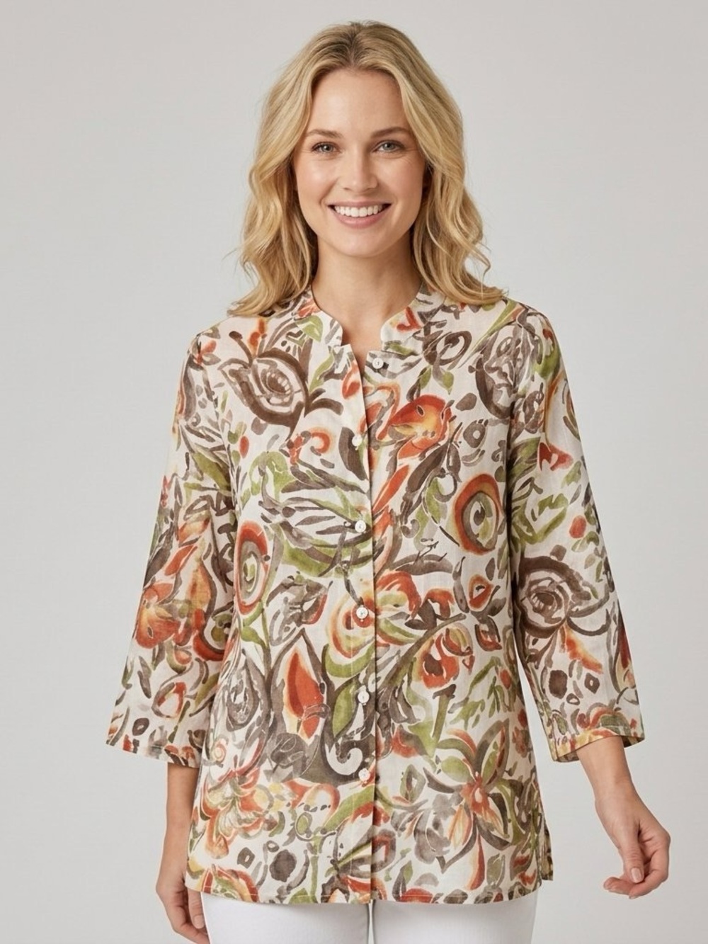 Alfred Dunner Sheer Watercolor Floral Burnout Blouse Shacket 16 EUC